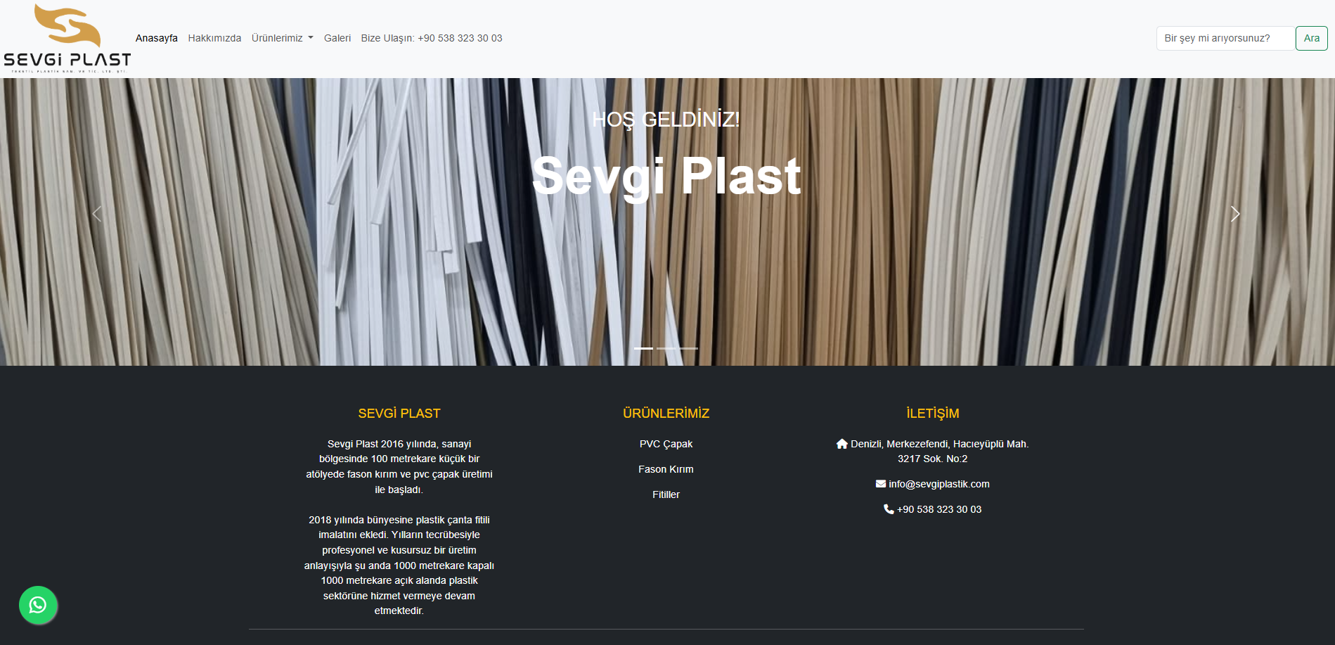 Sevgi Plast Web Sitesi